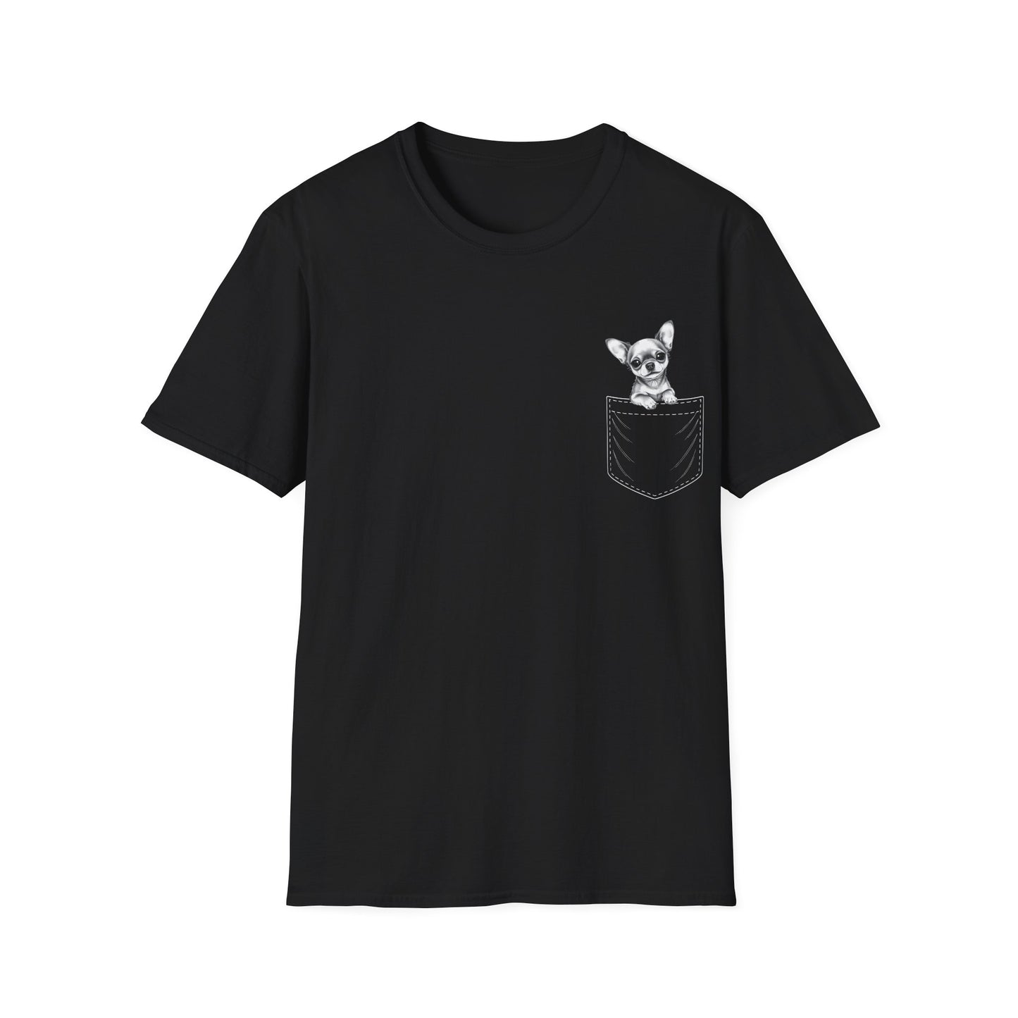 Chihuahua T Shirt – Faux Pocket Sketch Design – Unisex Fit