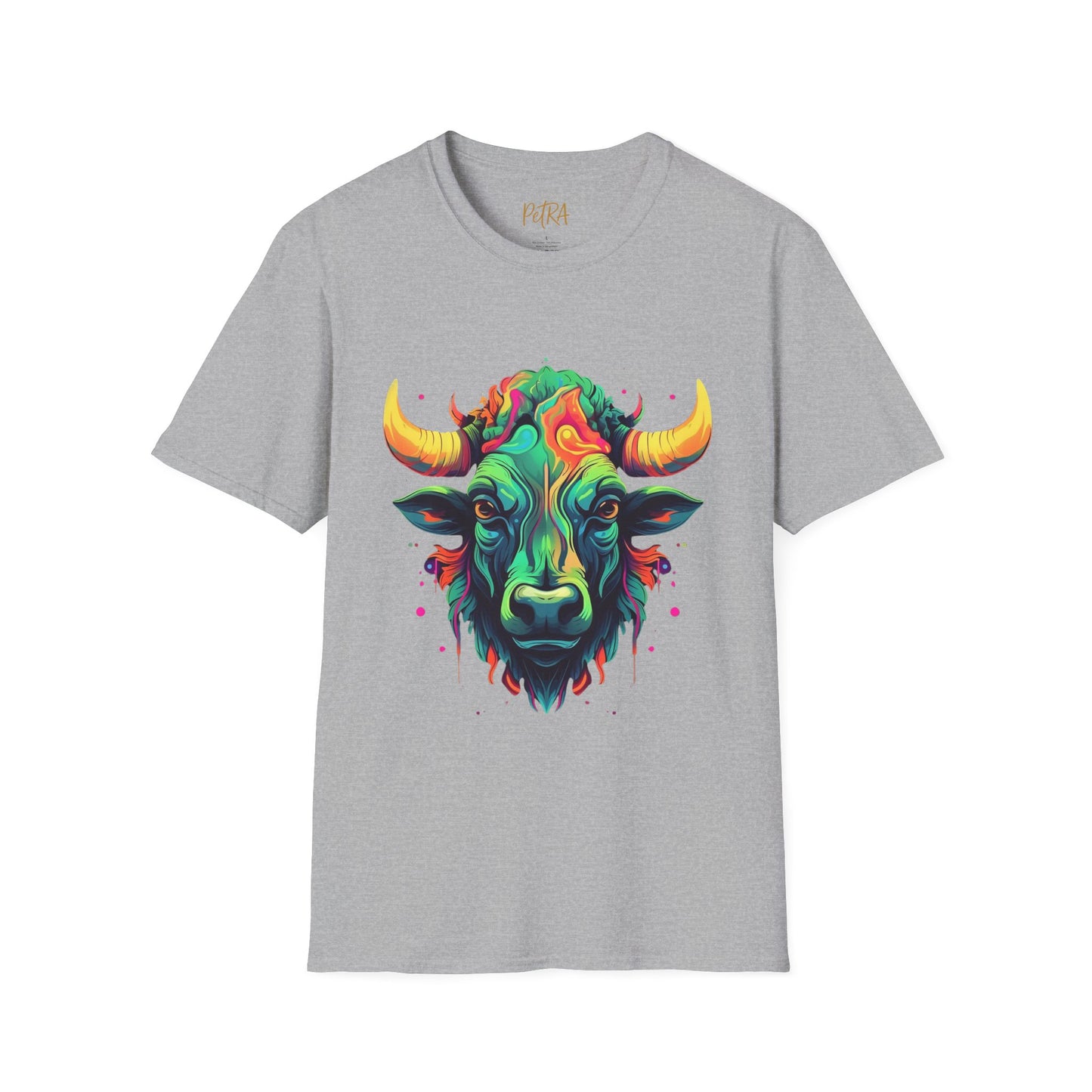 Bull Head Tee – 'Neon Country' Art Design – Unisex Fit