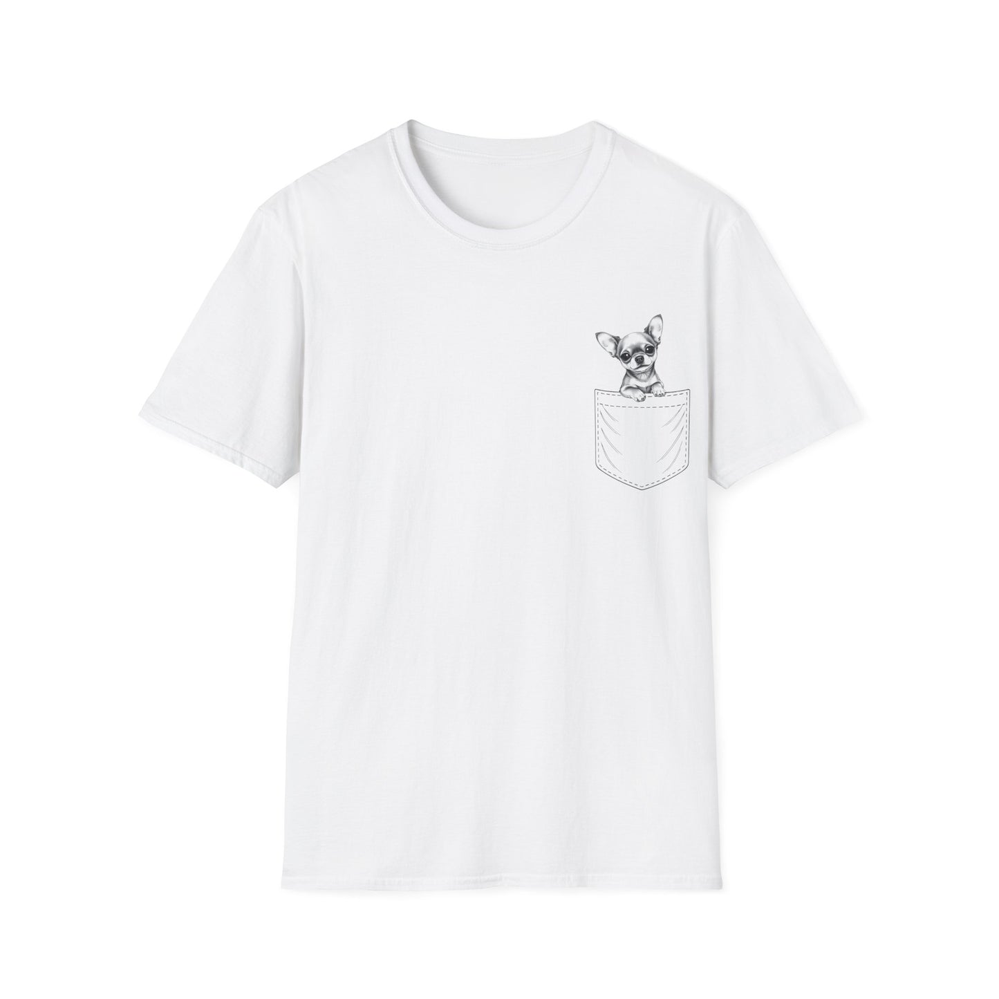 Chihuahua T Shirt – Faux Pocket Sketch Design – Unisex Fit