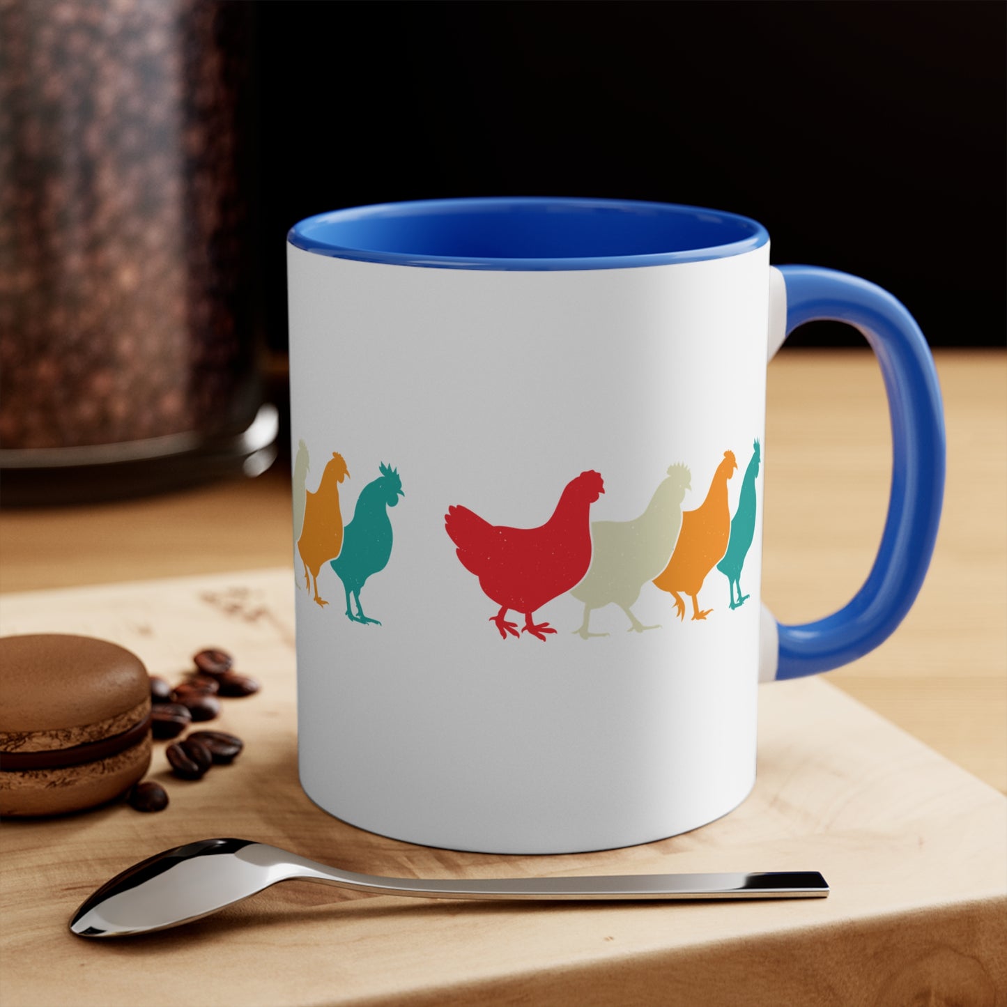 Retro Chicken Mug – Multicolour Farm Silhouette Design – 11oz
