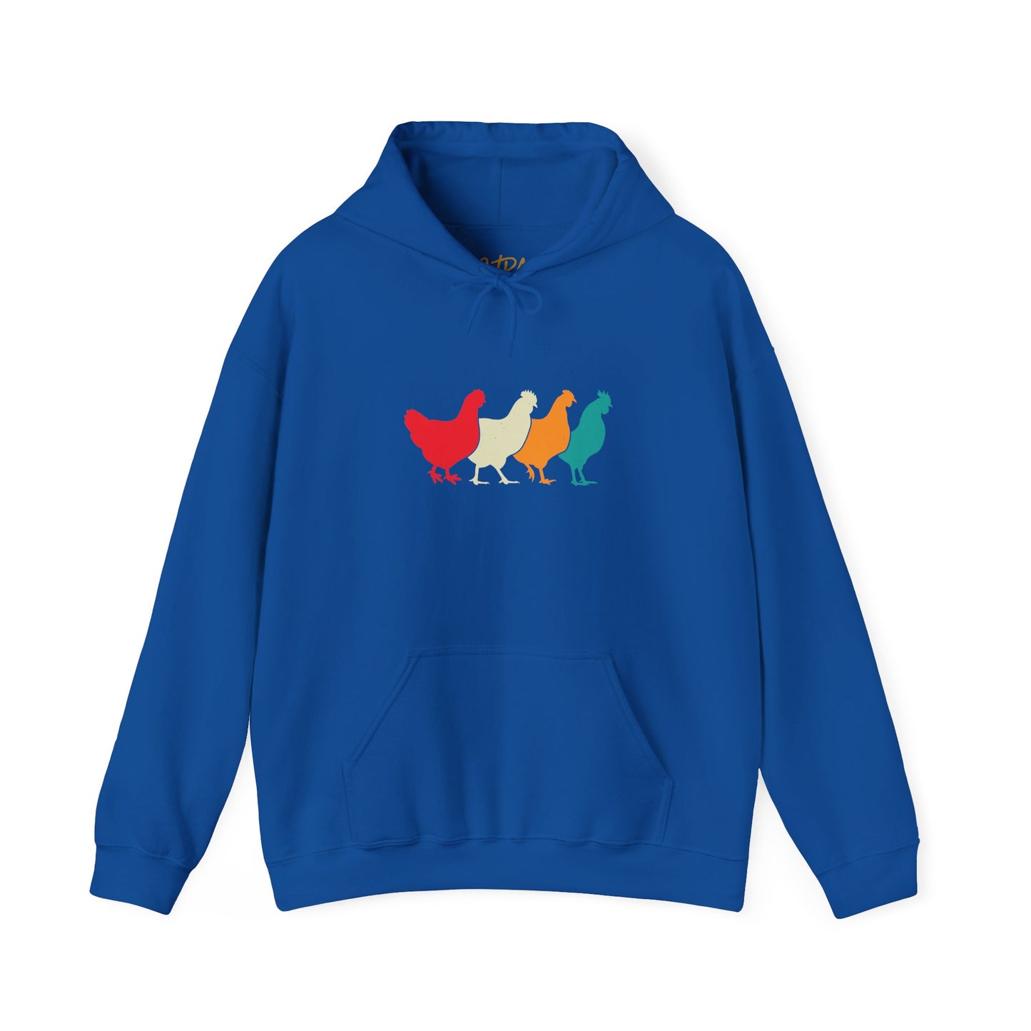 Chicken Hoodie – 'Rainbow Silhouettes' Repeat Pattern Design – Unisex Fit