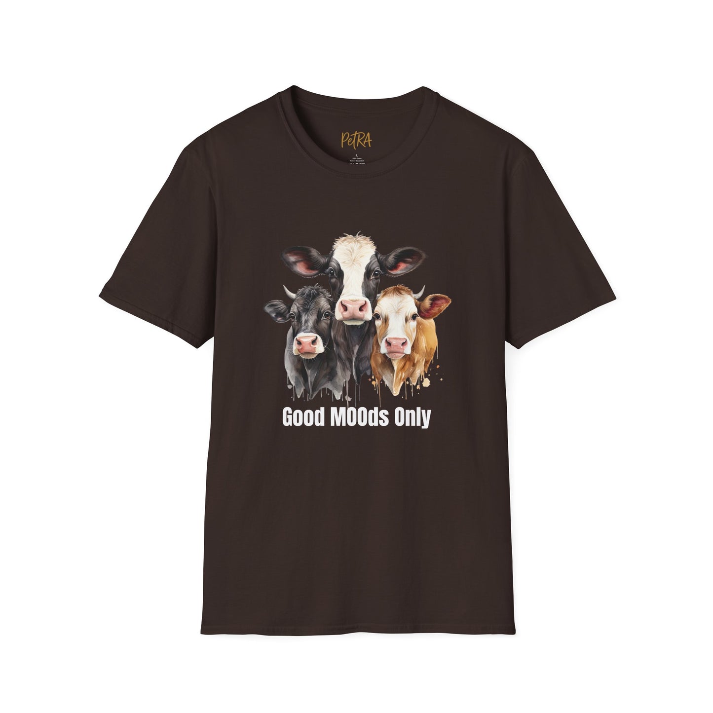 Cow Trio Tee – 'Good MOODs Only' Funny Farm Quote – Unisex Fit