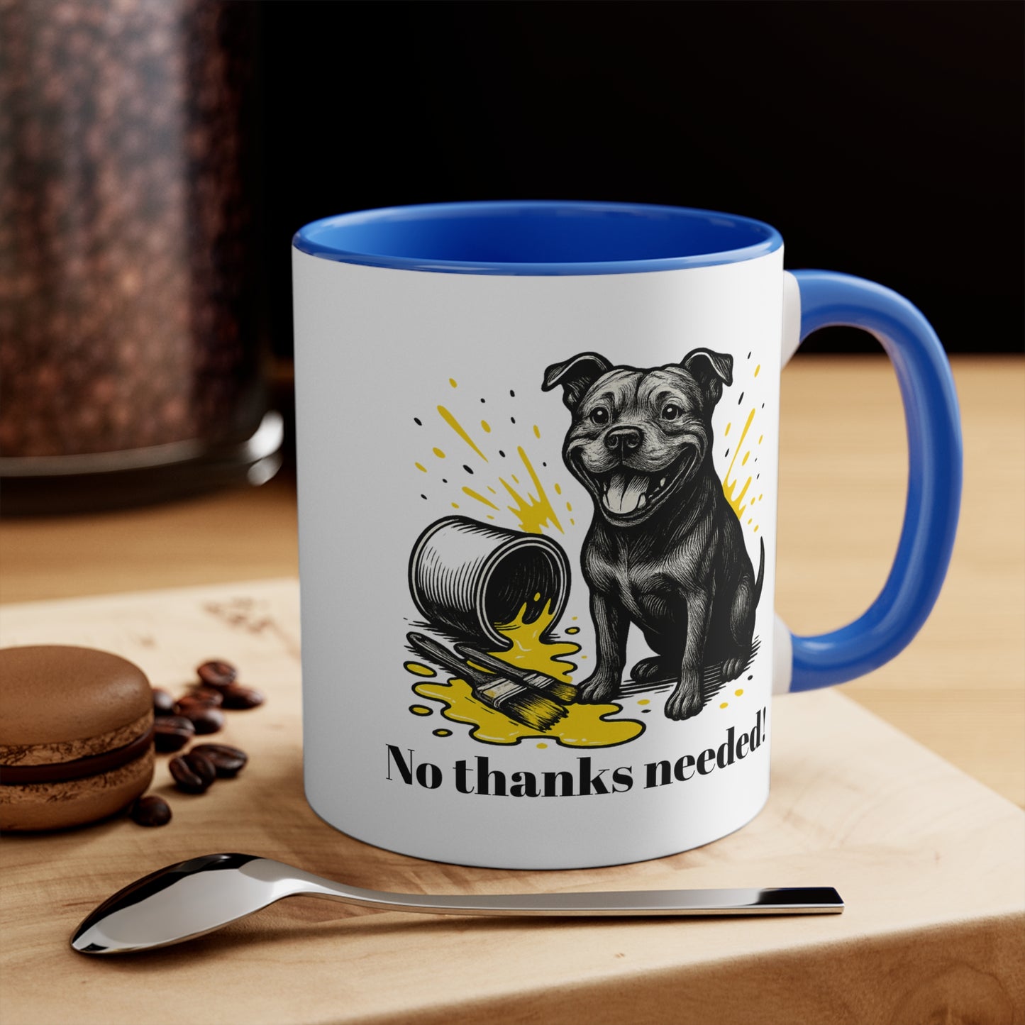 Staffy Mug – 'No Thanks Needed!' Sketch Design – 11oz