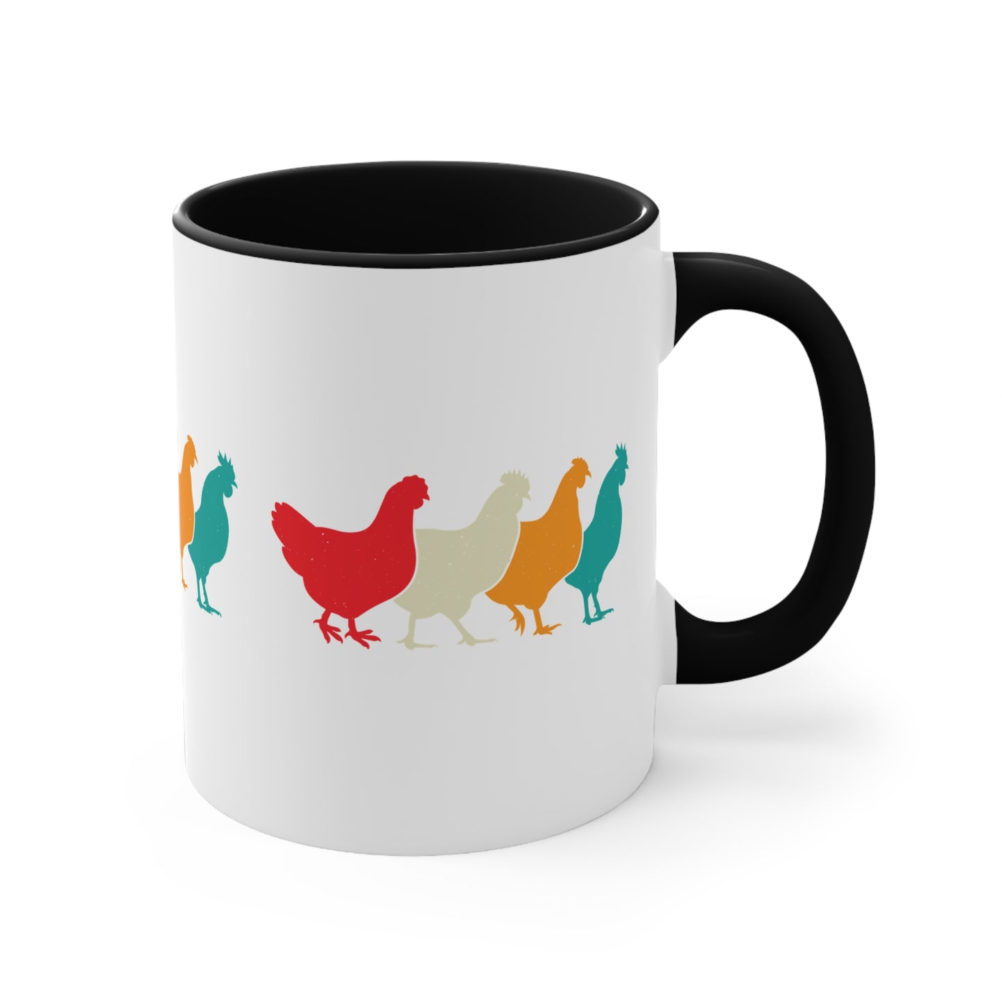Retro Chicken Mug – Multicolour Farm Silhouette Design – 11oz