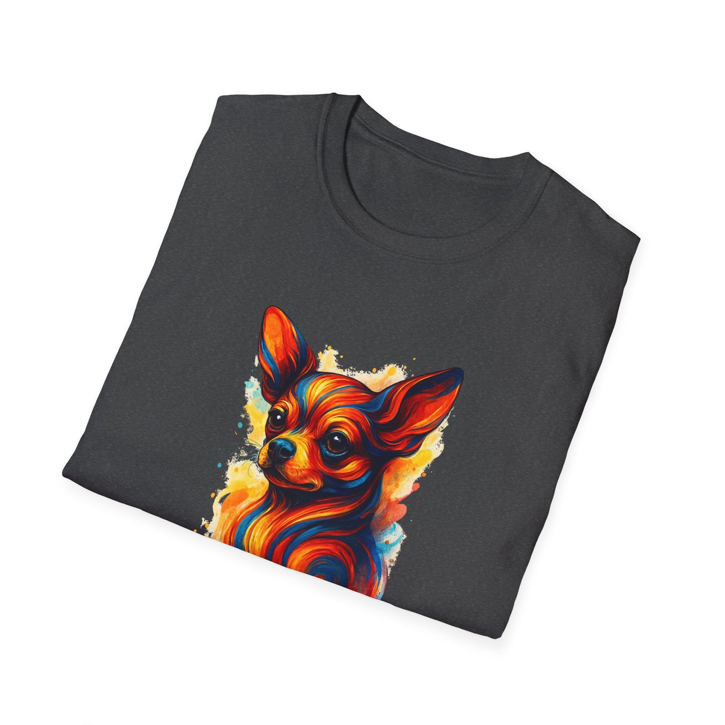 Chihuahua T Shirt – Vibrant Swirl Portrait (Red/Orange Series) – Unisex Fit
