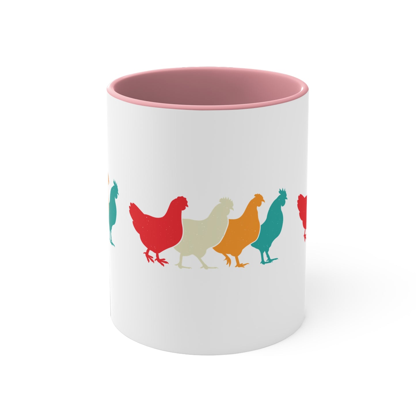 Retro Chicken Mug – Multicolour Farm Silhouette Design – 11oz