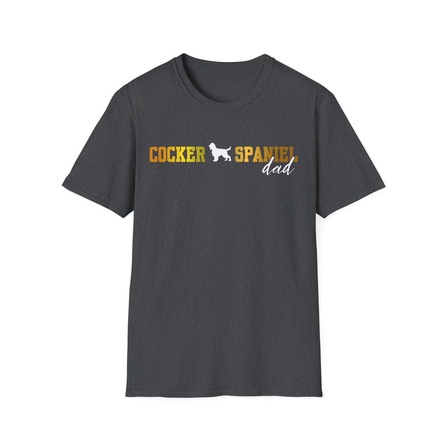 Cocker Spaniel T Shirt – 'Cocker Spaniel Dad' Block Silhouette – Unisex Fit