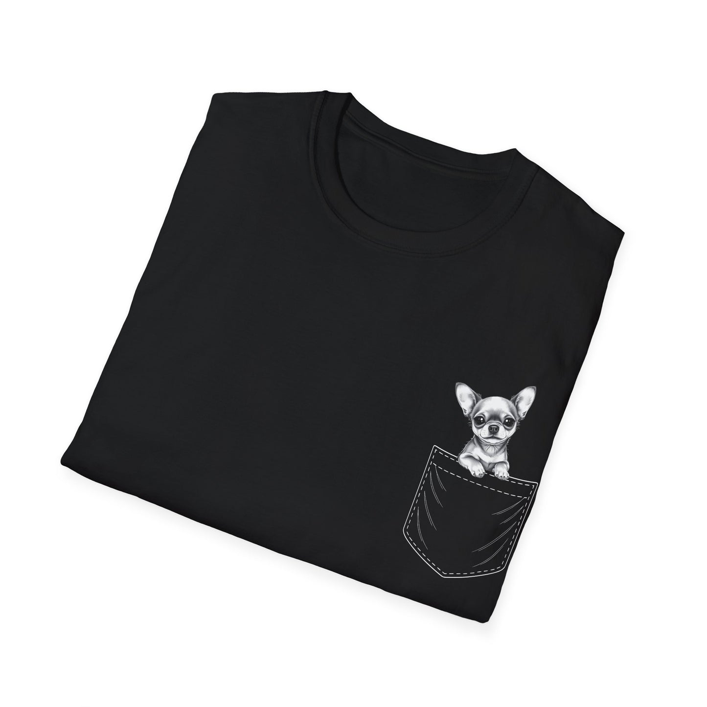 Chihuahua T Shirt – Faux Pocket Sketch Design – Unisex Fit