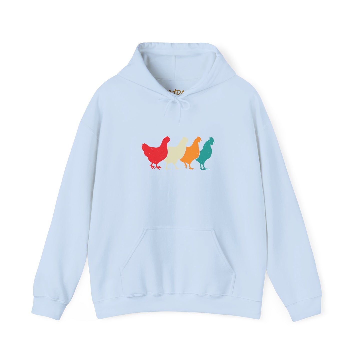 Chicken Hoodie – 'Rainbow Silhouettes' Repeat Pattern Design – Unisex Fit