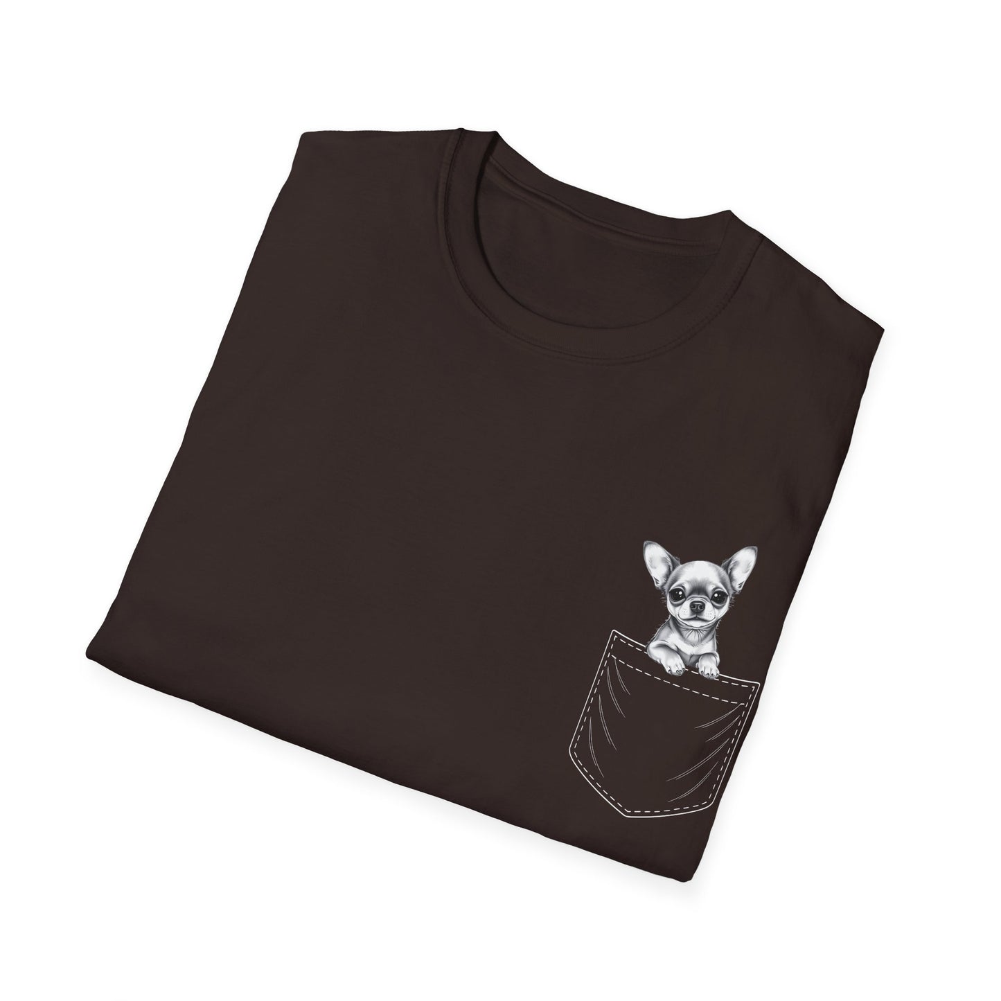 Chihuahua T Shirt – Faux Pocket Sketch Design – Unisex Fit