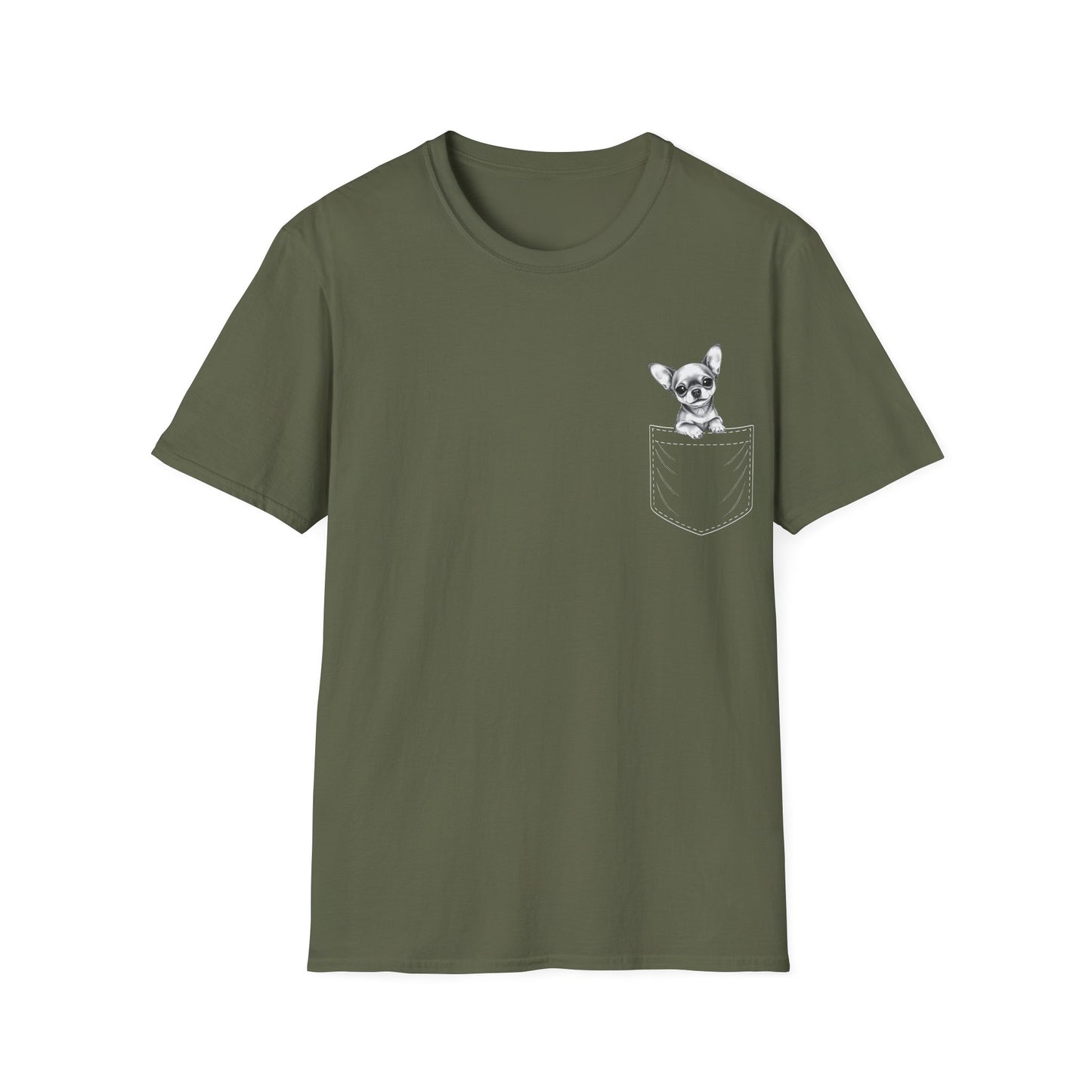 Chihuahua T Shirt – Faux Pocket Sketch Design – Unisex Fit