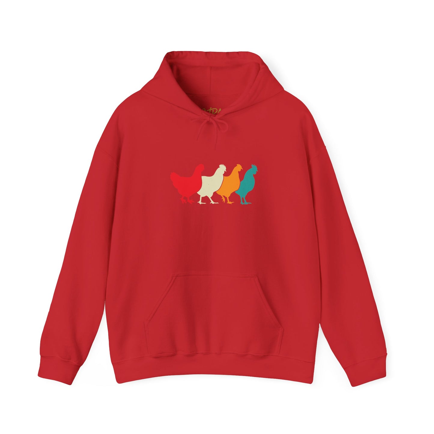 Chicken Hoodie – 'Rainbow Silhouettes' Repeat Pattern Design – Unisex Fit