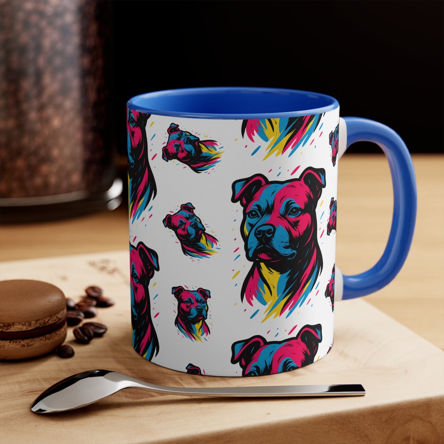 Staffy Mug – 'Neo Pop Repeat' Bold Color Pattern – 11oz