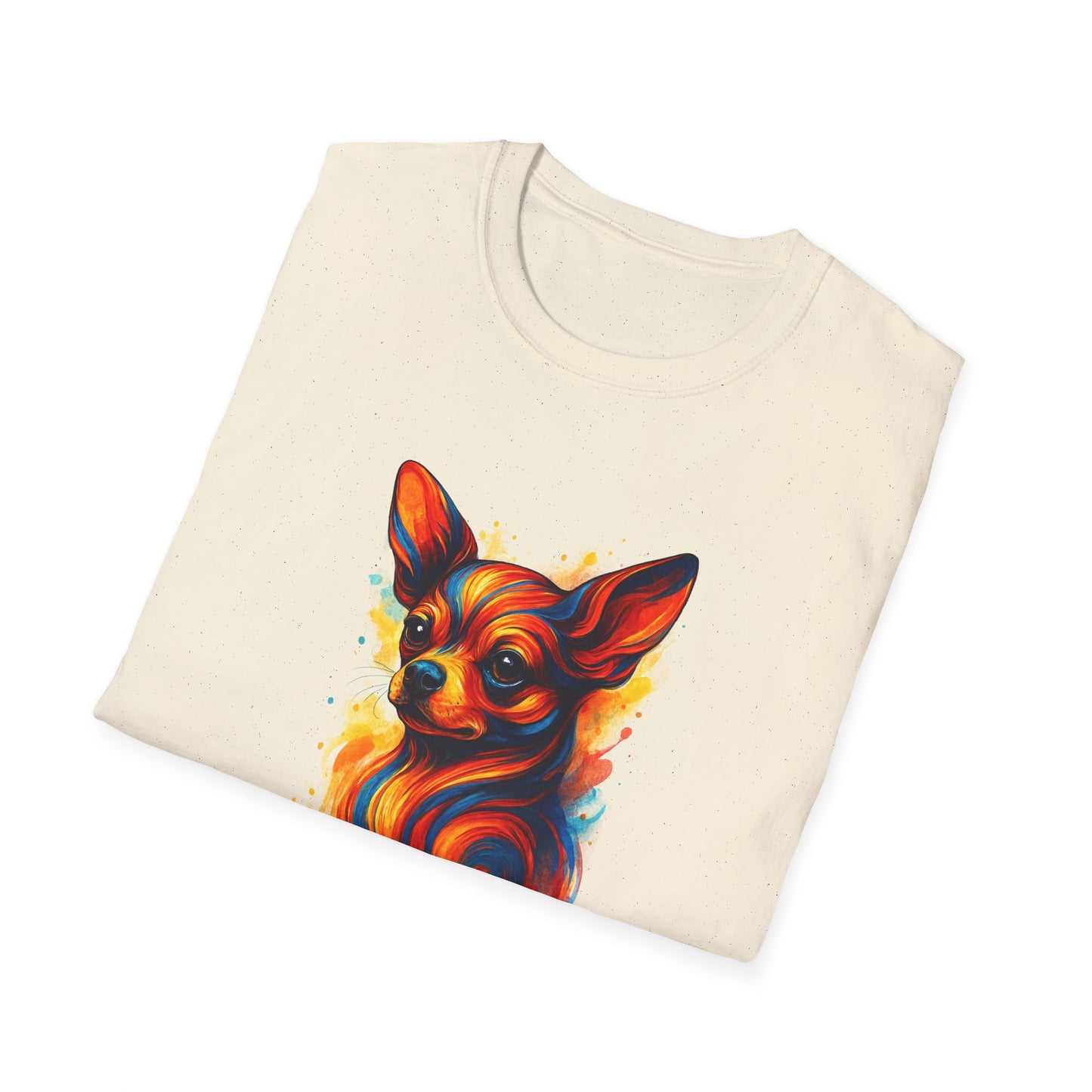 Chihuahua T Shirt – Vibrant Swirl Portrait (Red/Orange Series) – Unisex Fit
