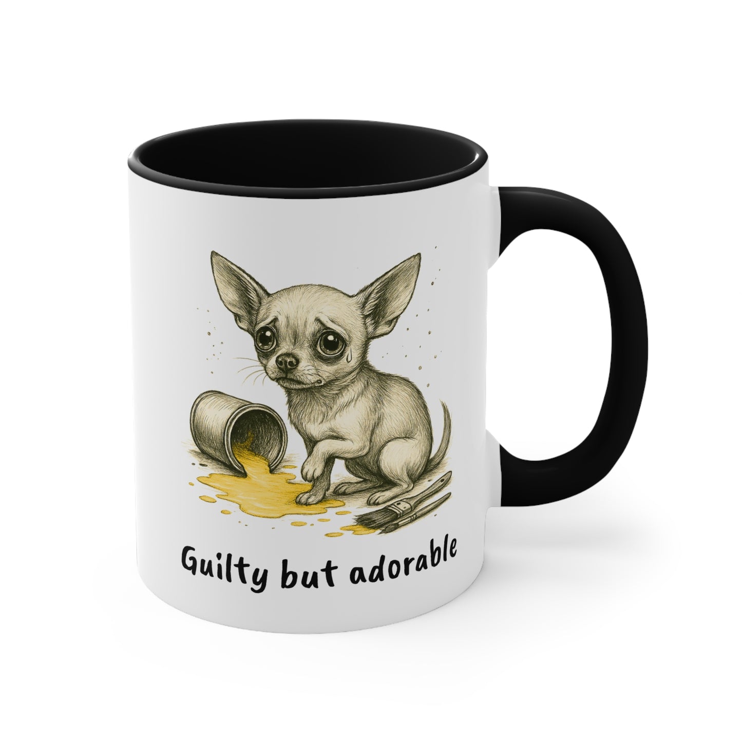 Chihuahua Mug – 'Guilty but Adorable' Sketch Design – 11oz