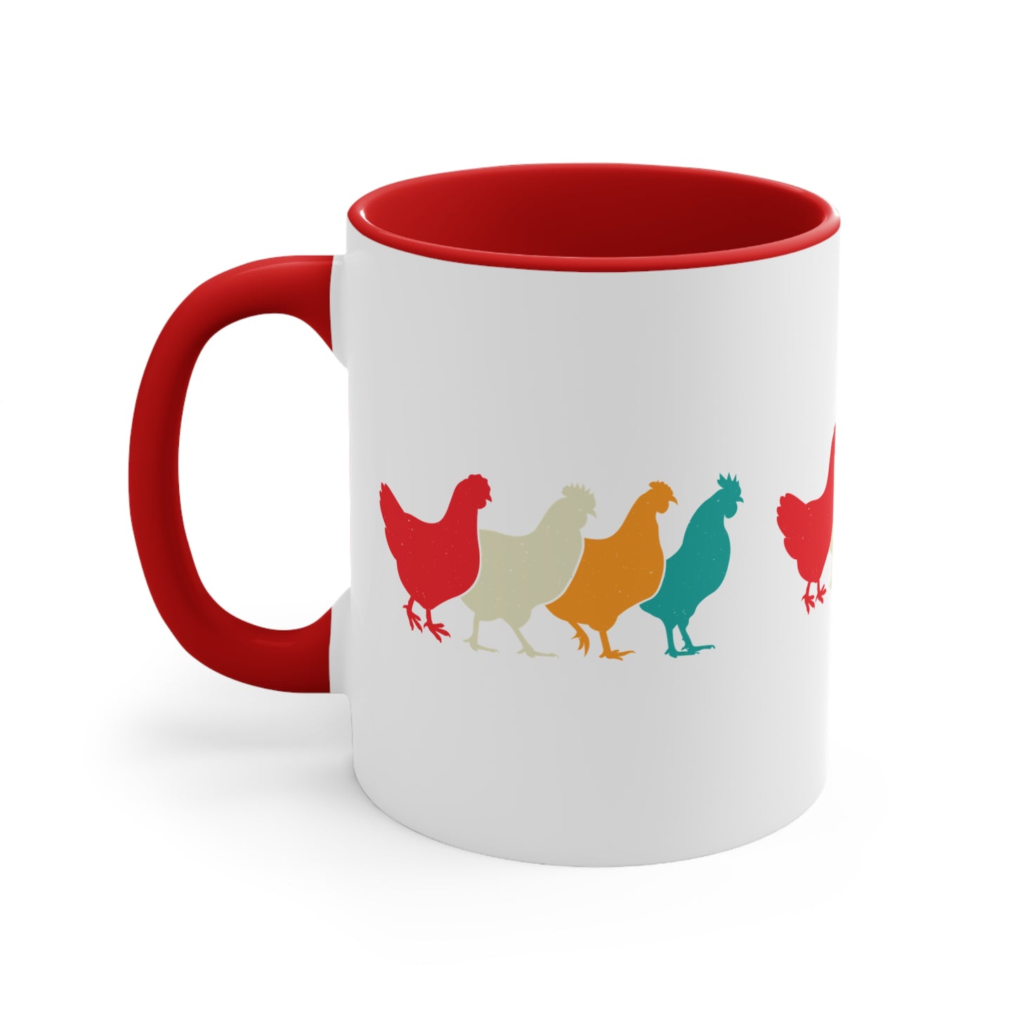 Retro Chicken Mug – Multicolour Farm Silhouette Design – 11oz