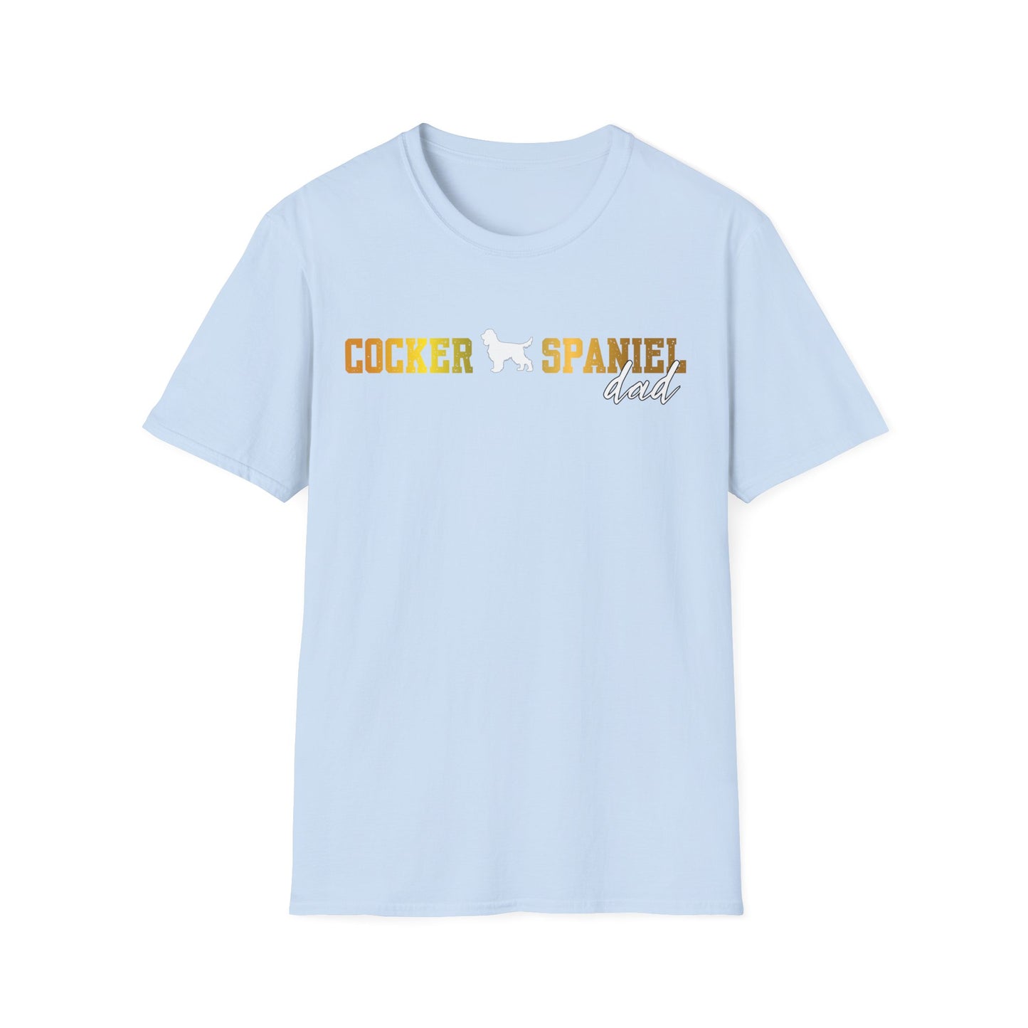 Cocker Spaniel T Shirt – 'Cocker Spaniel Dad' Block Silhouette – Unisex Fit