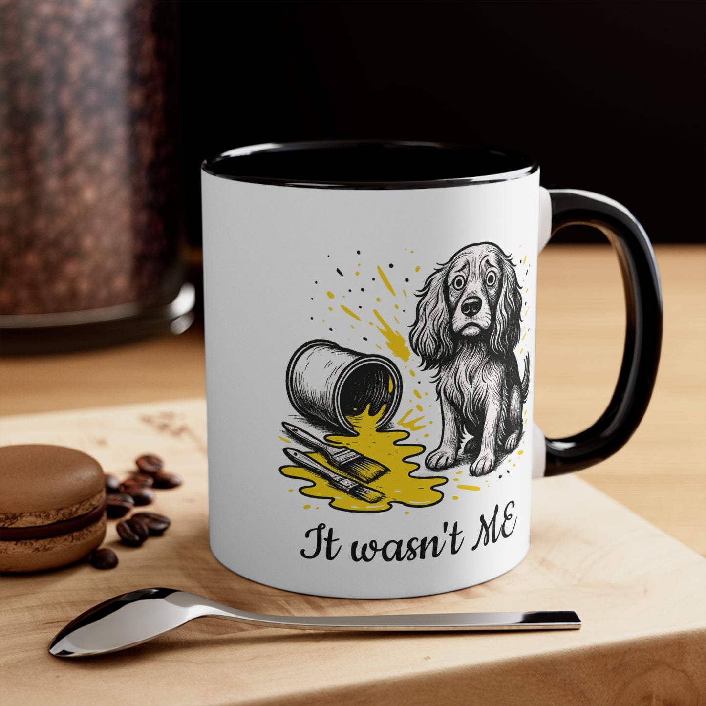 Cocker Spaniel Mug – ‘It Wasn’t Me’ Sketch Design – 11oz Accent