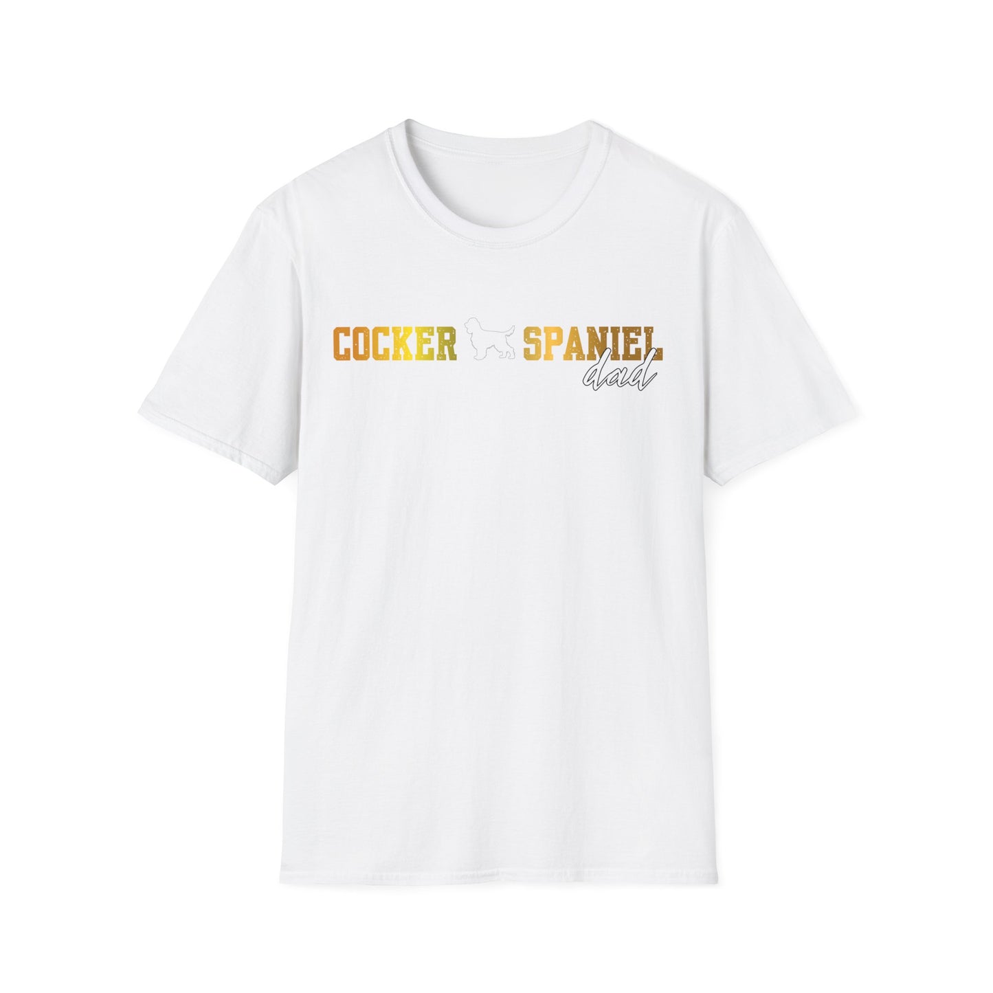 Cocker Spaniel T Shirt – 'Cocker Spaniel Dad' Block Silhouette – Unisex Fit