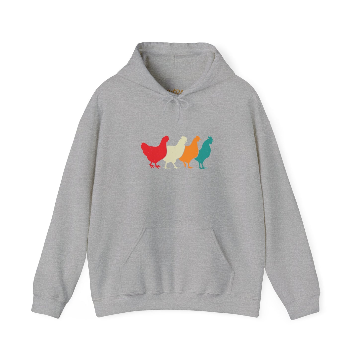 Chicken Hoodie – 'Rainbow Silhouettes' Repeat Pattern Design – Unisex Fit