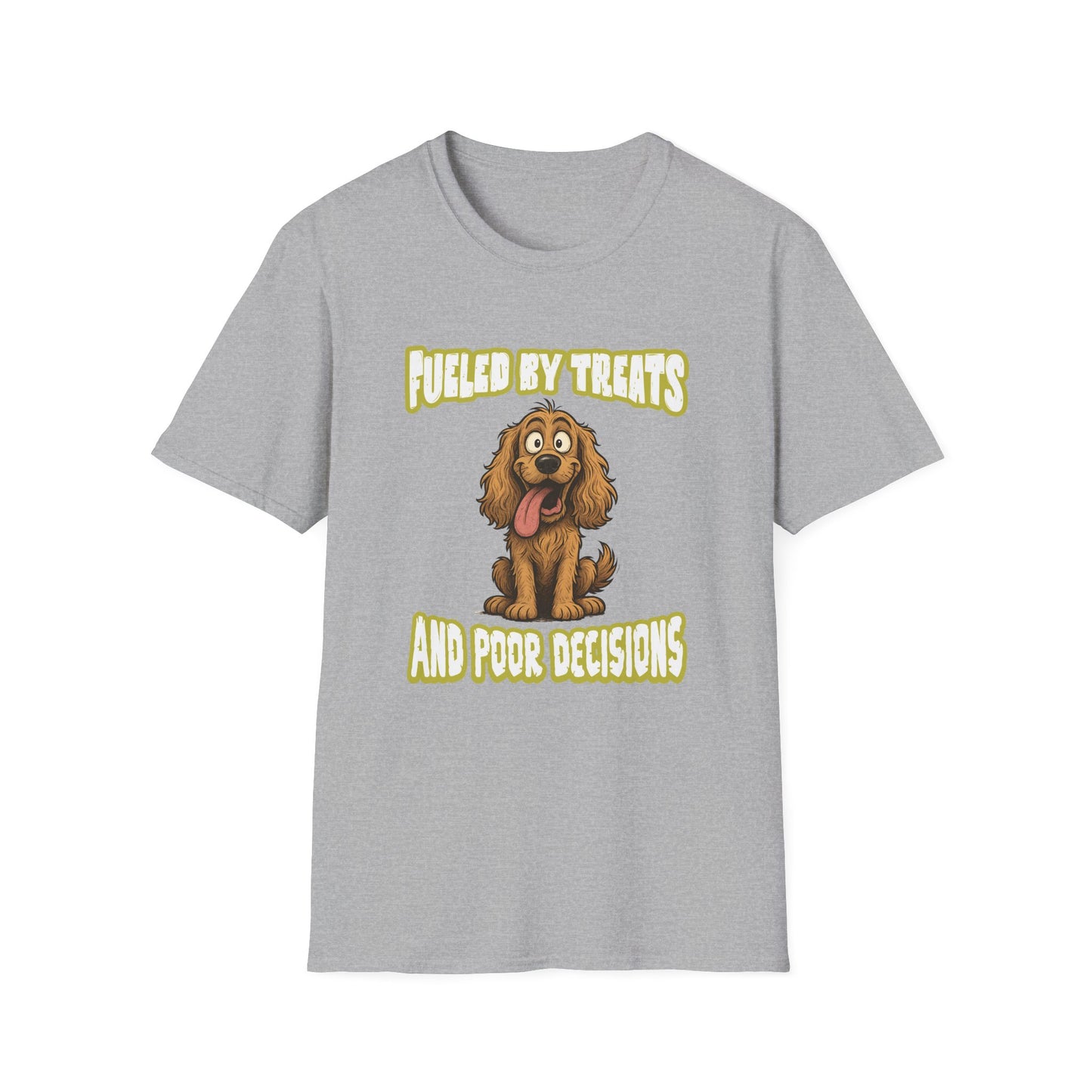 Cocker Spaniel T Shirt – 'Fueled by Treats & Poor Decisions' Cartoon Design – Unisex Fit