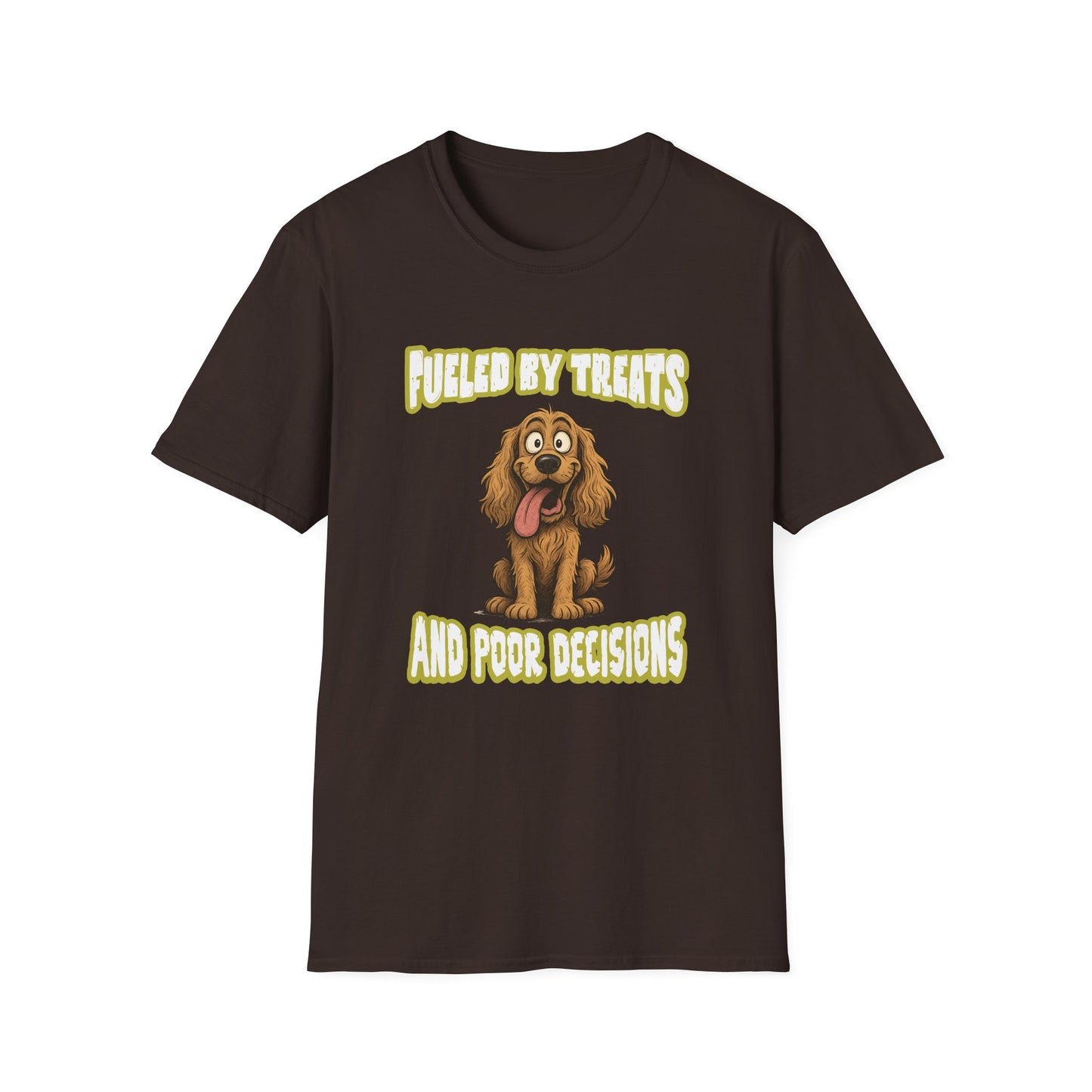 Cocker Spaniel T Shirt – 'Fueled by Treats & Poor Decisions' Cartoon Design – Unisex Fit