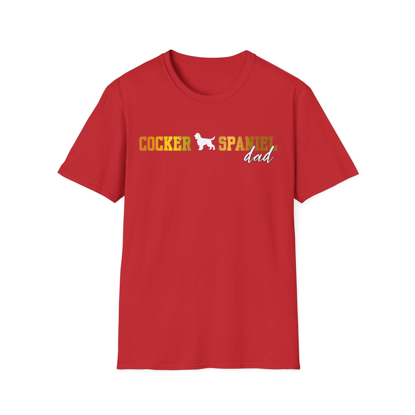Cocker Spaniel T Shirt – 'Cocker Spaniel Dad' Block Silhouette – Unisex Fit