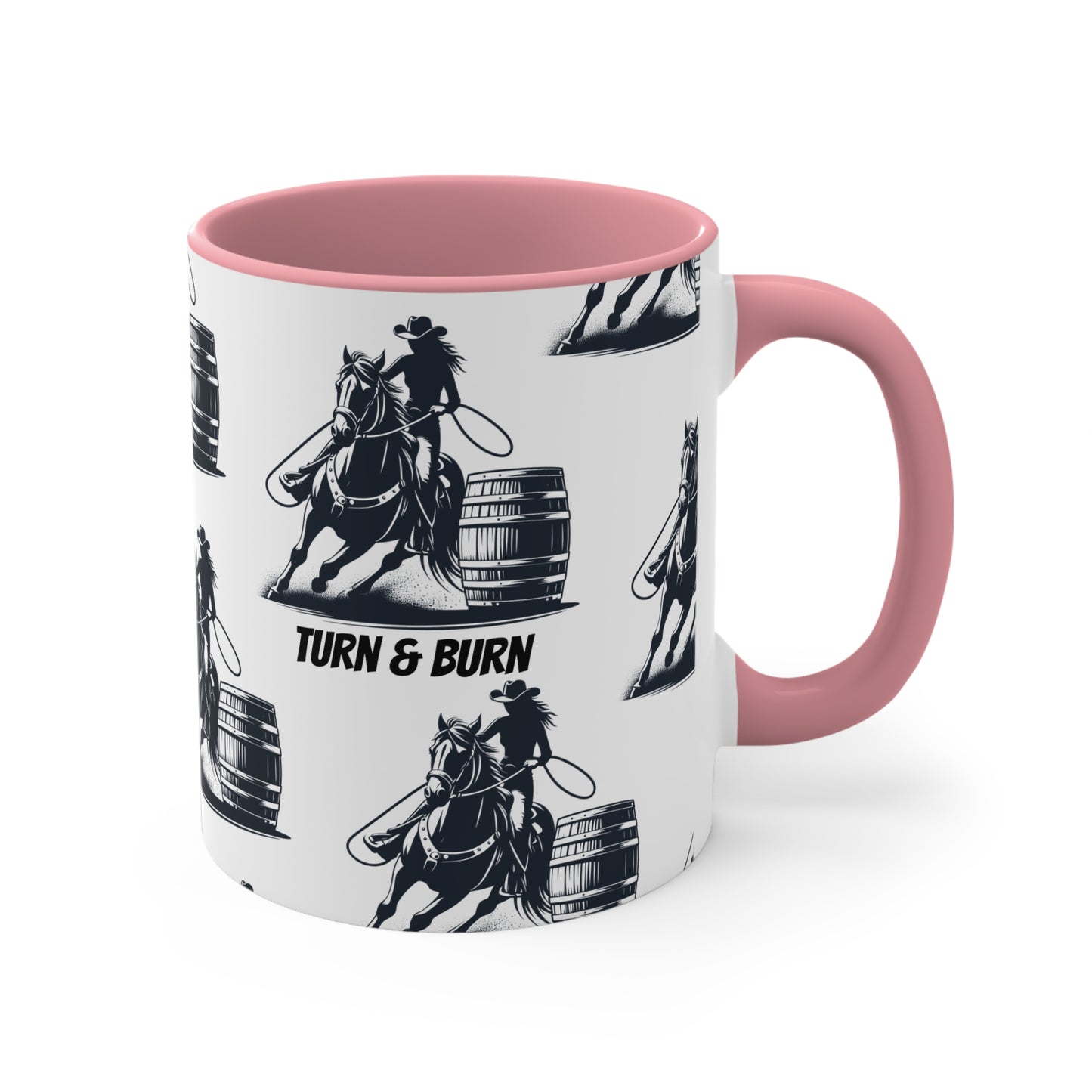 Turn & Burn Mug – Barrel Racing Pattern Design – 11oz