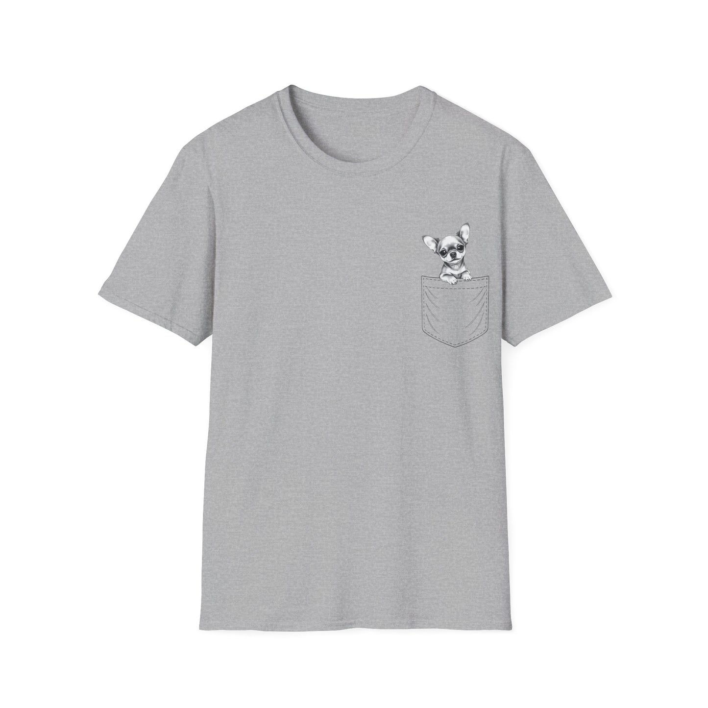 Chihuahua T Shirt – Faux Pocket Sketch Design – Unisex Fit