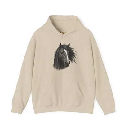 Horse Hoodie – 'Windblown Grace' Sketch Portrait Design – Unisex Fit