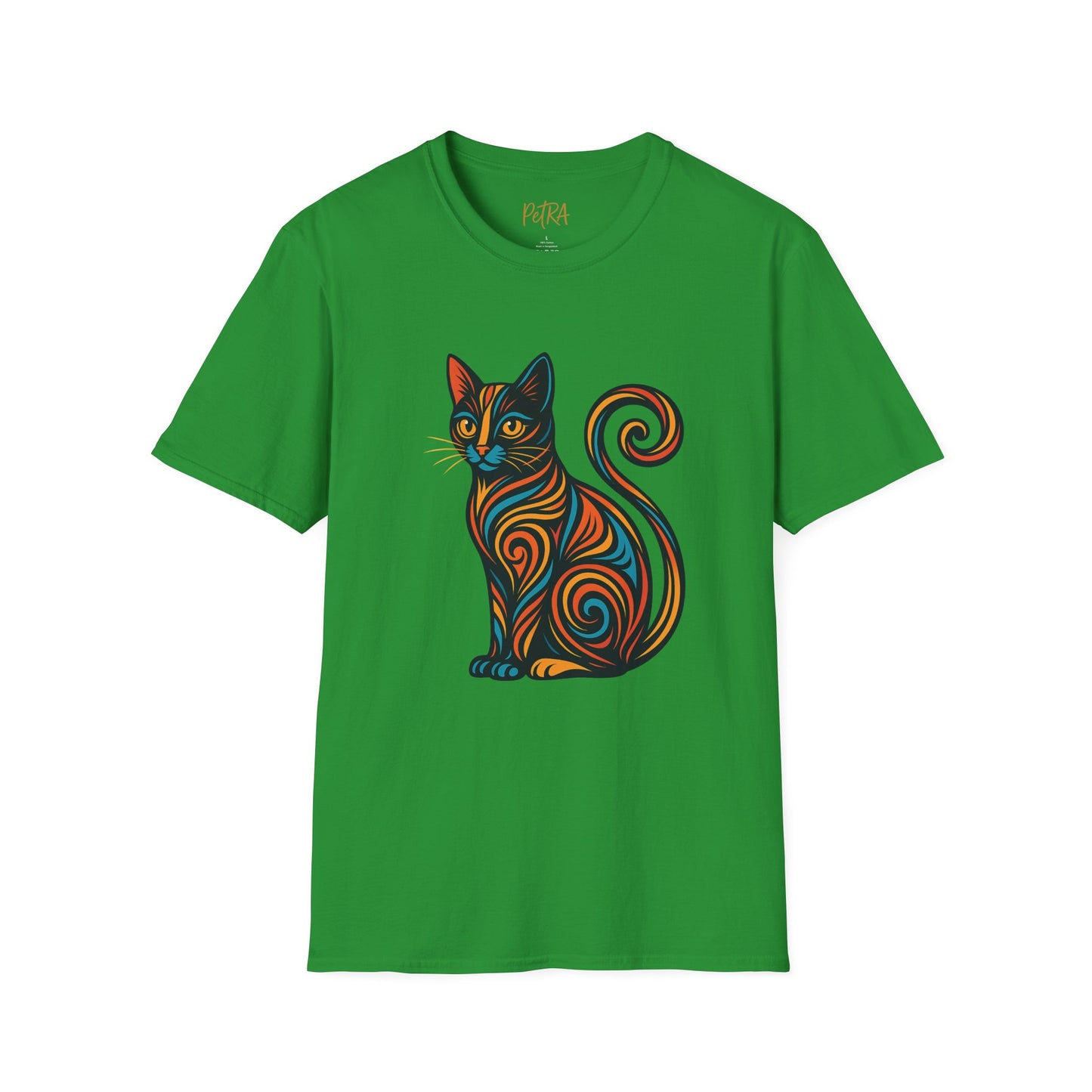 Cat Tee – Tribal Neon Swirl Design – Unisex Fit