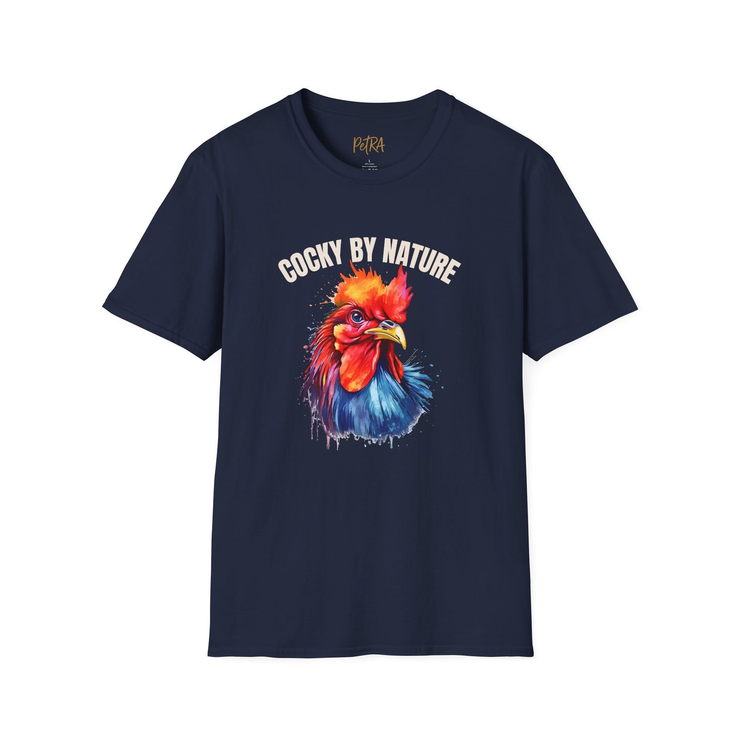 Rooster Tee – 'Cocky by Nature' Splash Art Design – Unisex Fit