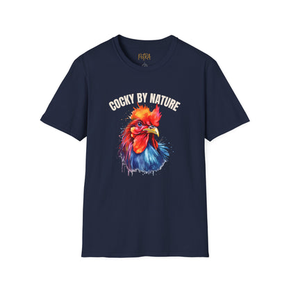 Rooster Tee – 'Cocky by Nature' Splash Art Design – Unisex Fit