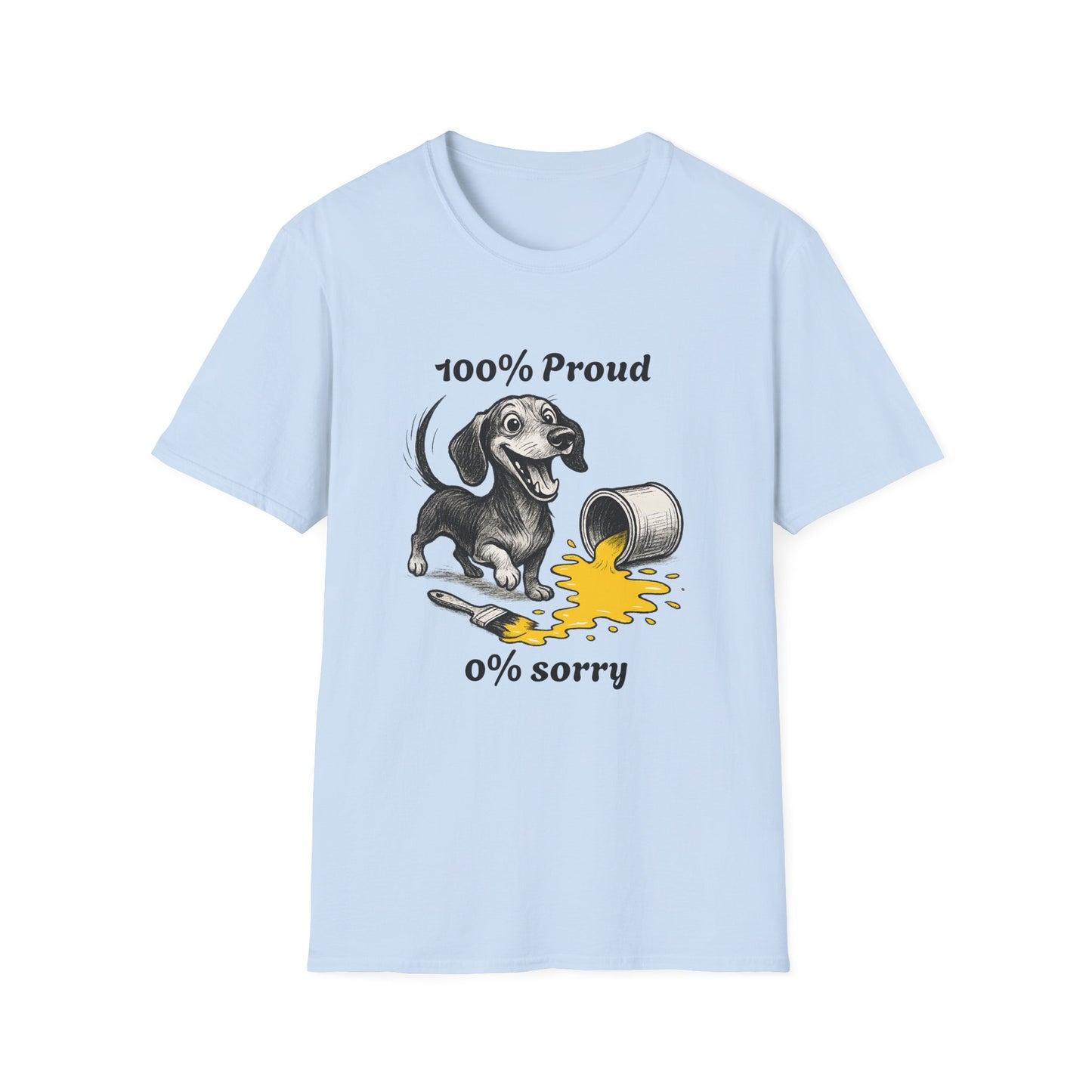 Dachshund Tee – '100% Proud, 0% Sorry' Quote – Unisex Fit