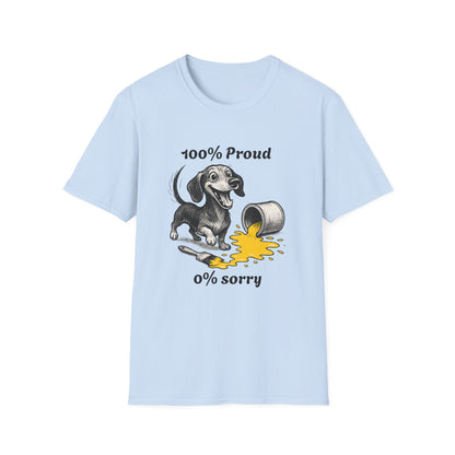 Dachshund Tee – '100% Proud, 0% Sorry' Quote – Unisex Fit