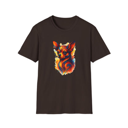 Chihuahua T Shirt – Vibrant Swirl Portrait (Red/Orange Series) – Unisex Fit