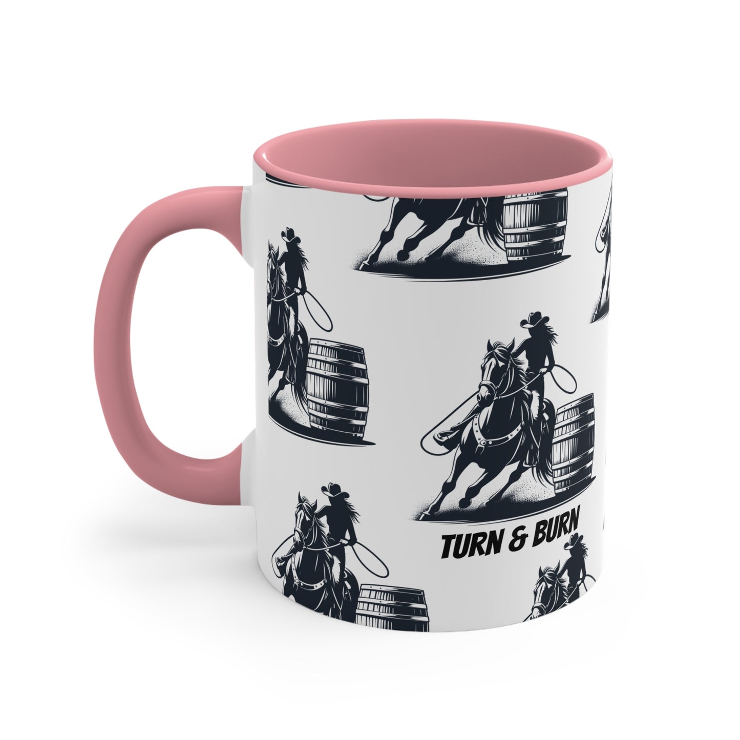 Turn & Burn Mug – Barrel Racing Pattern Design – 11oz