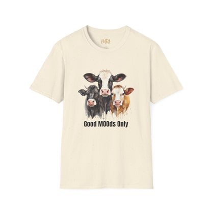 Cow Trio Tee – 'Good MOODs Only' Funny Farm Quote – Unisex Fit