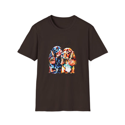 Cocker Spaniel T Shirt – 'Love Is' Vibrant Duo Portrait – Unisex Fit