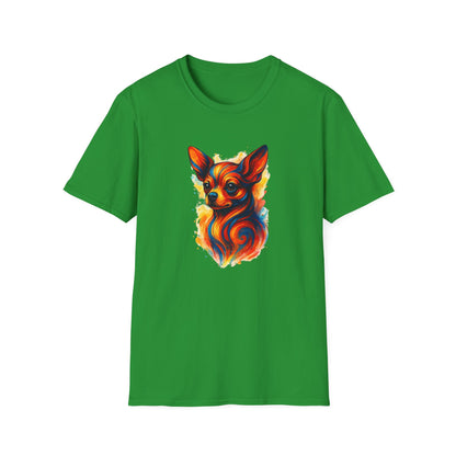 Chihuahua T Shirt – Vibrant Swirl Portrait (Red/Orange Series) – Unisex Fit