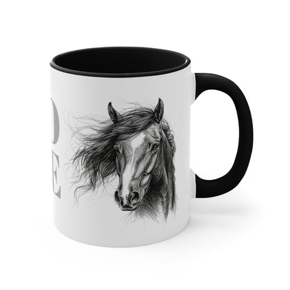 LOVE Horse Mug – Soft Script & Sketch Design – 11oz