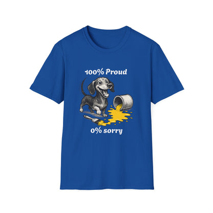 Dachshund Tee – '100% Proud, 0% Sorry' Quote – Unisex Fit