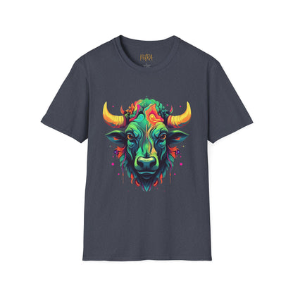 Bull Head Tee – 'Neon Country' Art Design – Unisex Fit