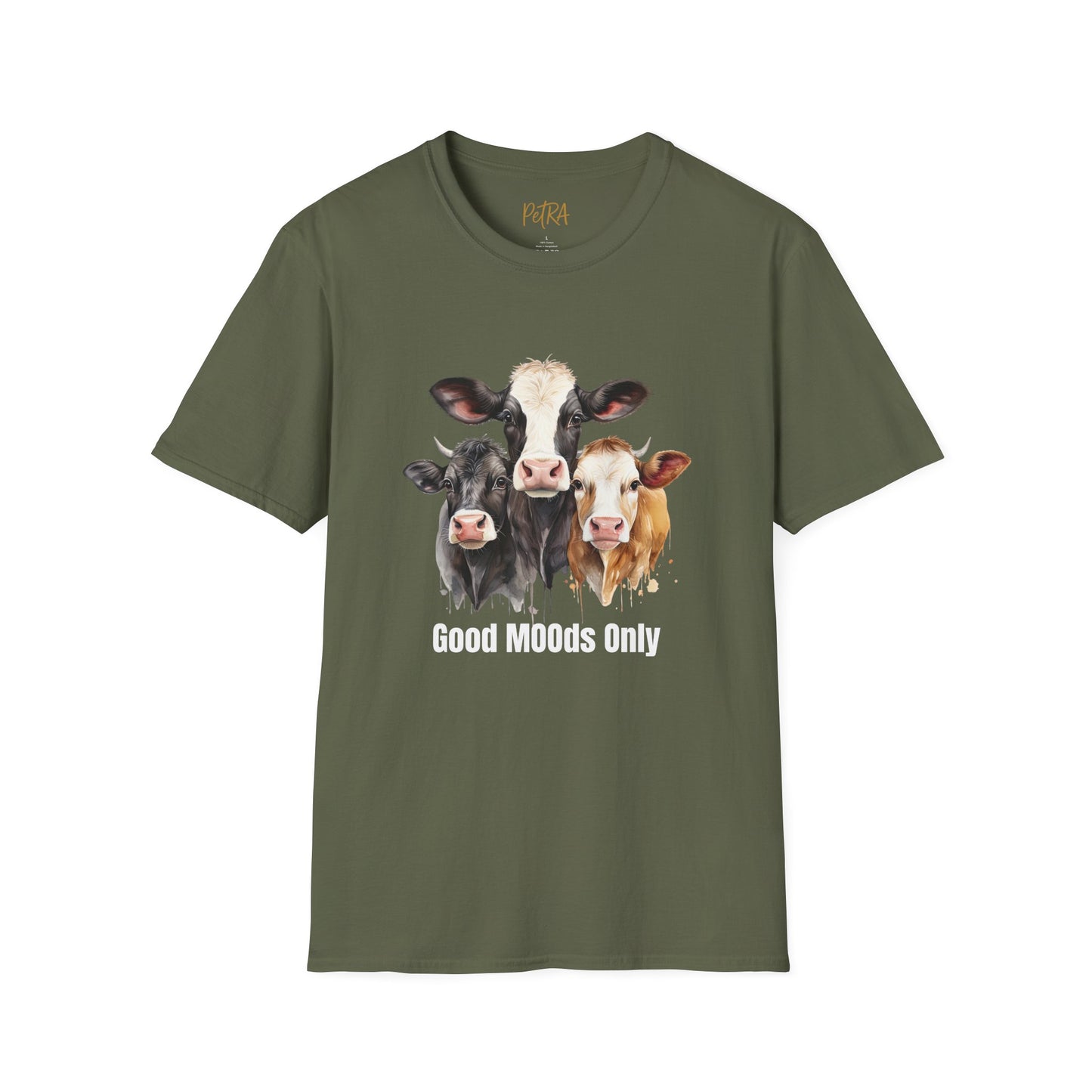 Cow Trio Tee – 'Good MOODs Only' Funny Farm Quote – Unisex Fit