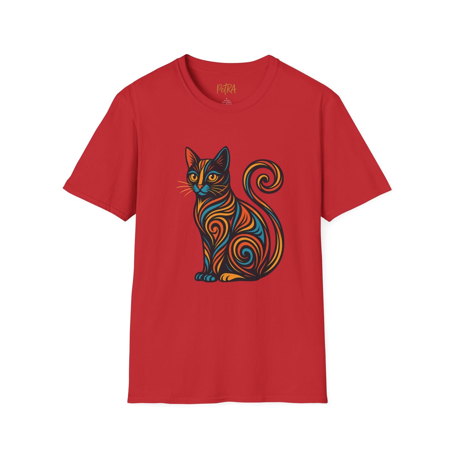 Cat Tee – Tribal Neon Swirl Design – Unisex Fit