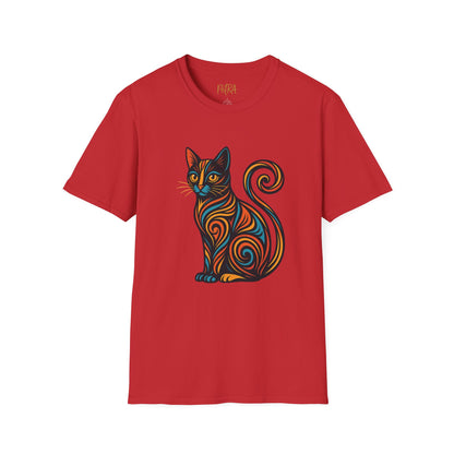 Cat Tee – Tribal Neon Swirl Design – Unisex Fit