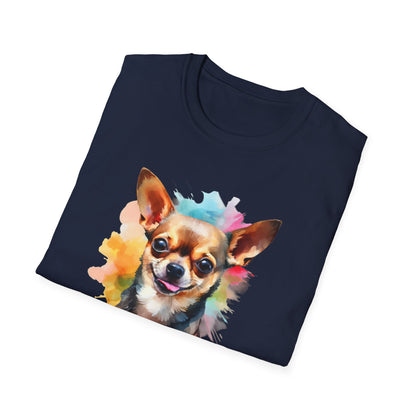 Chihuahua Tee – 'Chihuahua Mum' Watercolor Splash Design – Unisex Fit