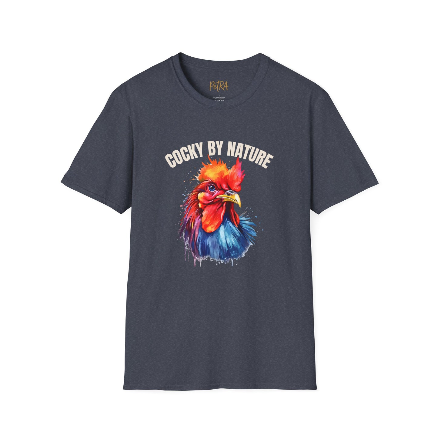 Rooster Tee – 'Cocky by Nature' Splash Art Design – Unisex Fit