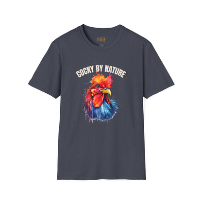 Rooster Tee – 'Cocky by Nature' Splash Art Design – Unisex Fit