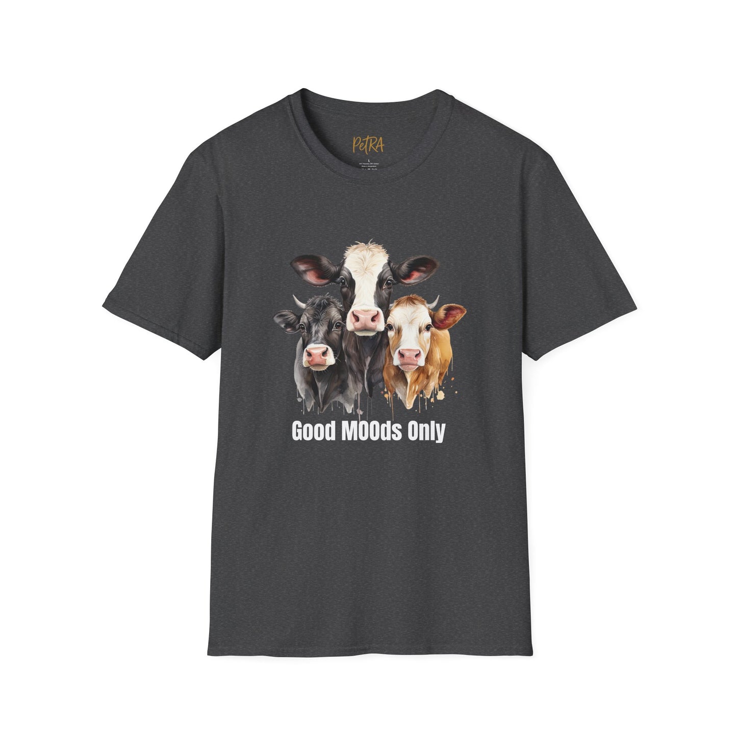 Cow Trio Tee – 'Good MOODs Only' Funny Farm Quote – Unisex Fit